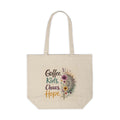 Canvas Tote Bag — “Coffee. Kids. Chaos. Hope.” Floral Boho Teacher & Mom Grocery Shopper