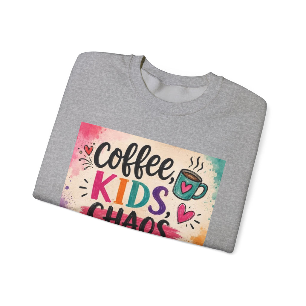 Coffee, Kids, Chaos & Hope Crewneck Sweatshirt — Colorful Educator/Counselor/Mom Life Pullover