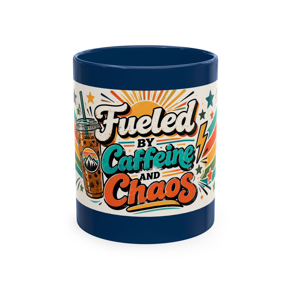 Fueled by Caffeine and Chaos Traditional Ceramic Mug for Coffee lovers, teachers, coaches, counselors, parents
