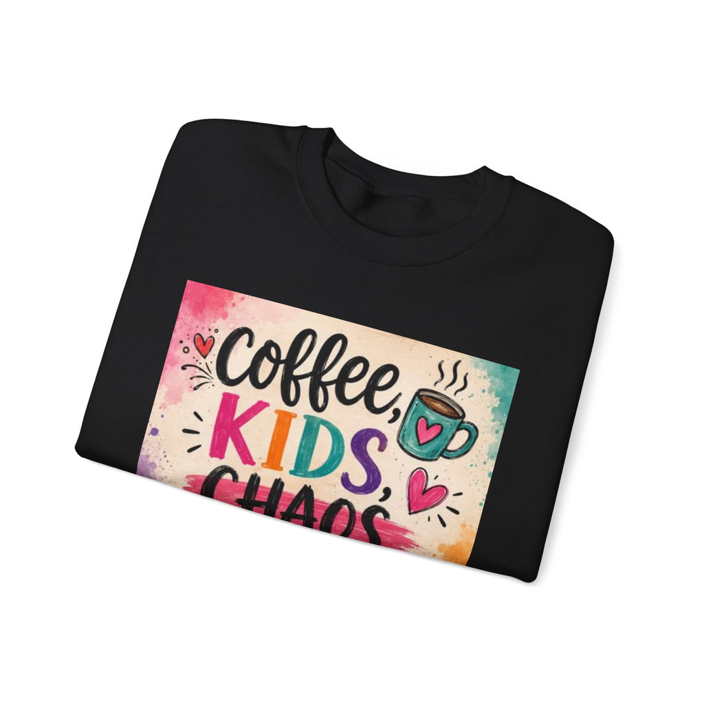 Coffee, Kids, Chaos & Hope Crewneck Sweatshirt — Colorful Educator/Counselor/Mom Life Pullover