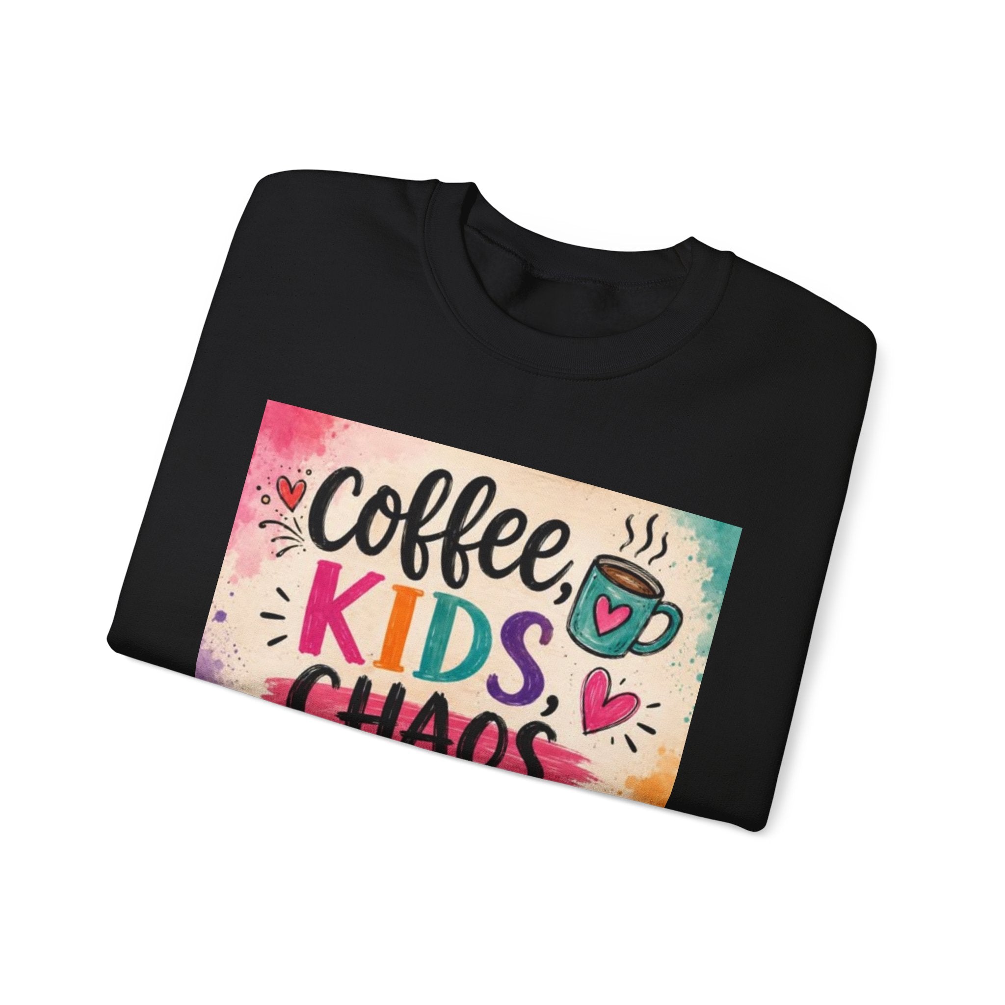 Coffee, Kids, Chaos & Hope Crewneck Sweatshirt — Colorful Educator/Counselor/Mom Life Pullover