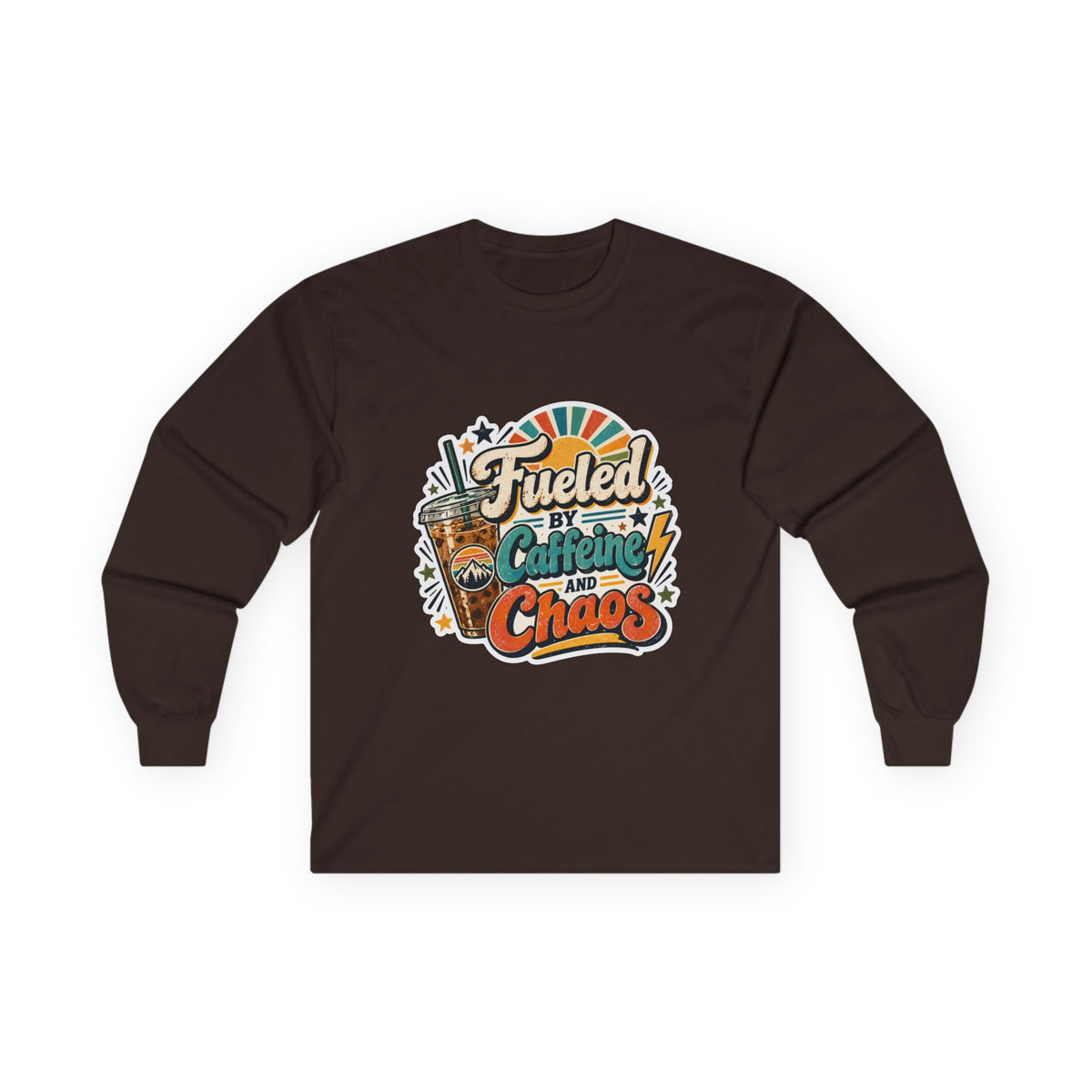 Fueled by Caffeine and Chaos Long Sleeve Unisex Tee for busy people