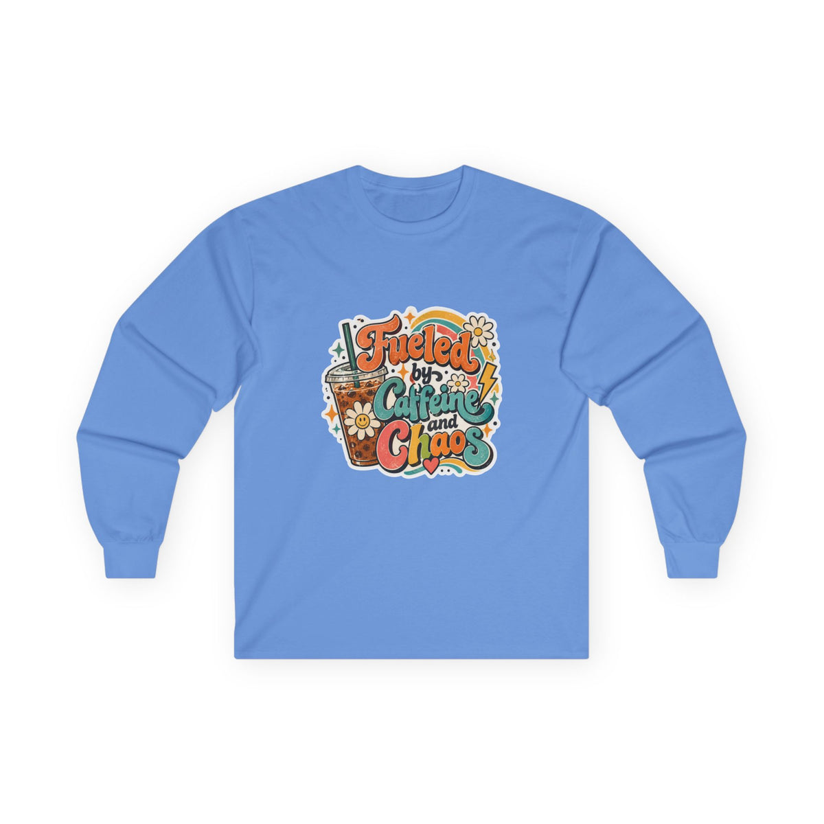 Fueled by Caffeine and Chaos Long Sleeve Tee for Teachers, Leaders, Moms, Chaos Coordinators