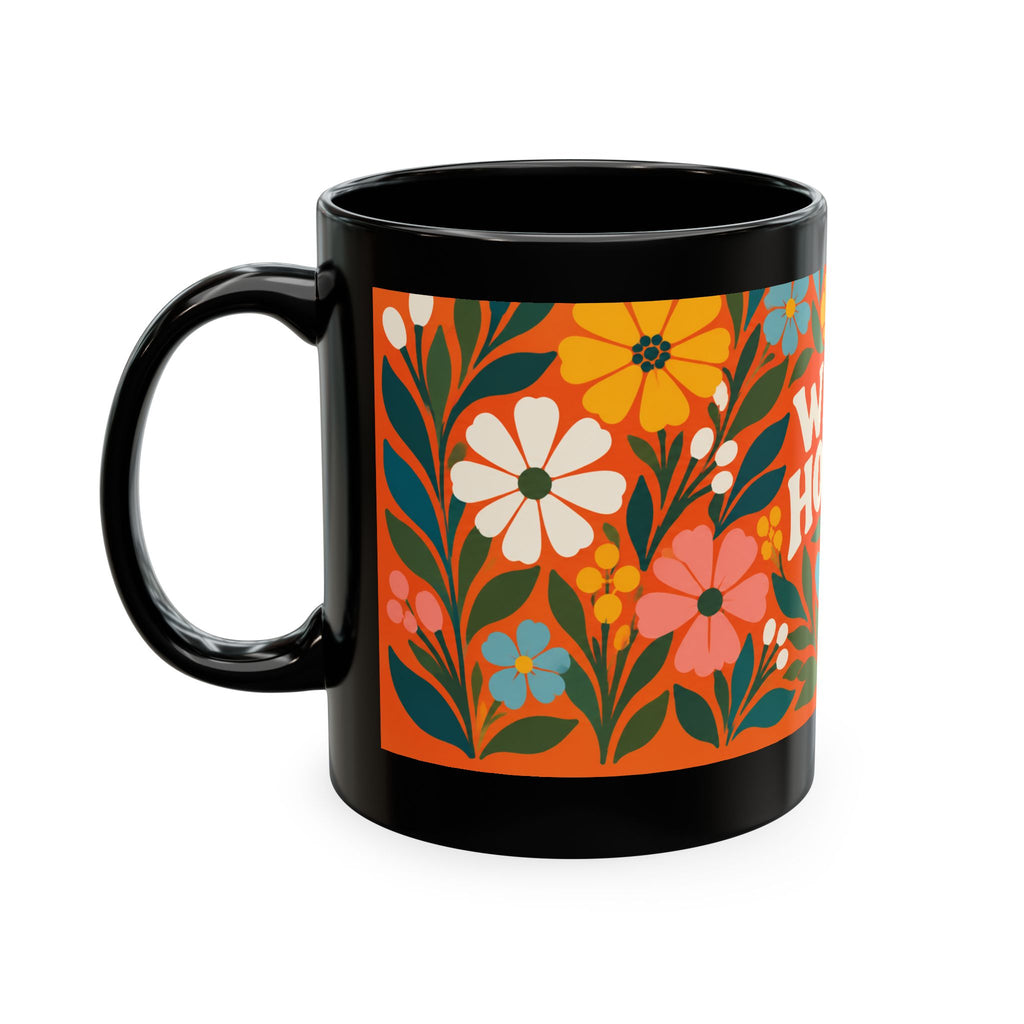 Wildly Hopeful Ceramic Mug — Retro Floral Inspirational Coffee Cup
