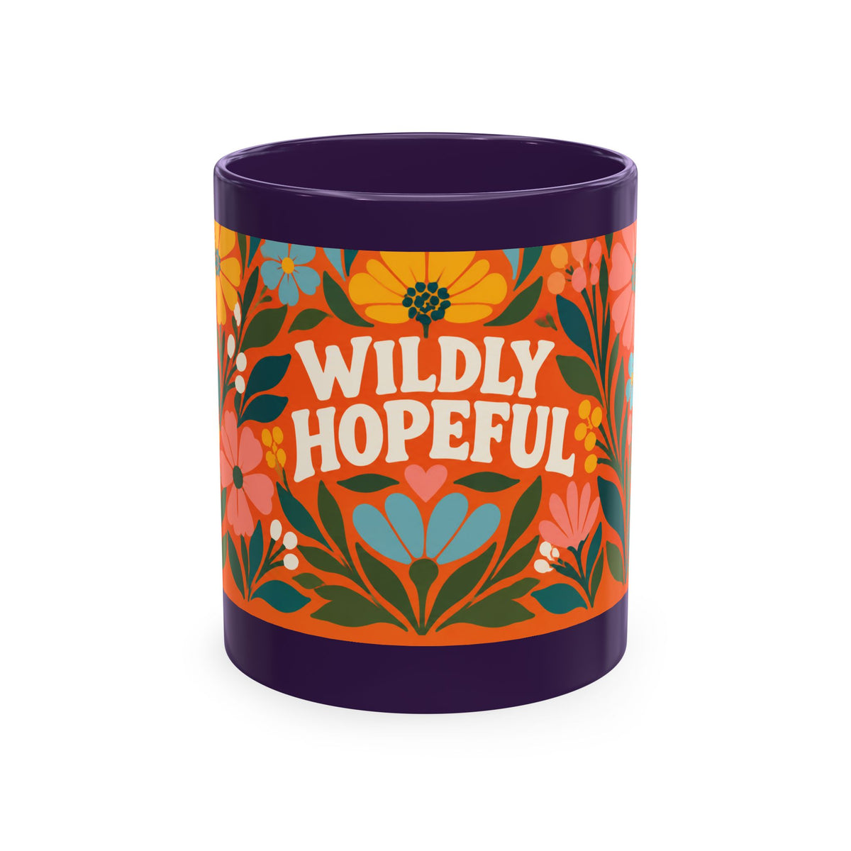 Wildly Hopeful Ceramic Mug — Retro Floral Inspirational Coffee Cup