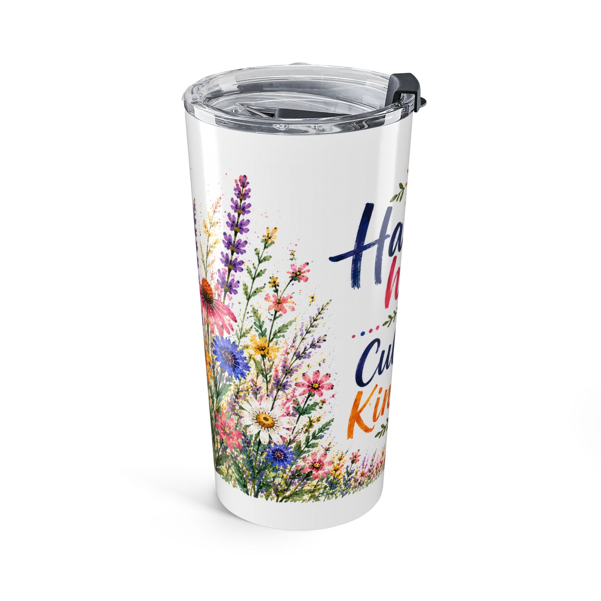 20oz Tumbler — "Harvest Hope, Cultivate Kindness" Floral Insulated Travel Cup
