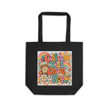 Coffee Kids Chaos & Hope Tote Bag — Retro Floral Eco Canvas Shopper
