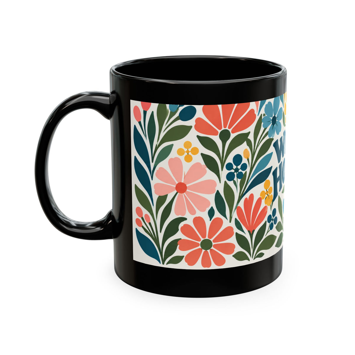 Wildly Hopeful Retro Floral Ceramic Mug — Inspirational Coffee Cup
