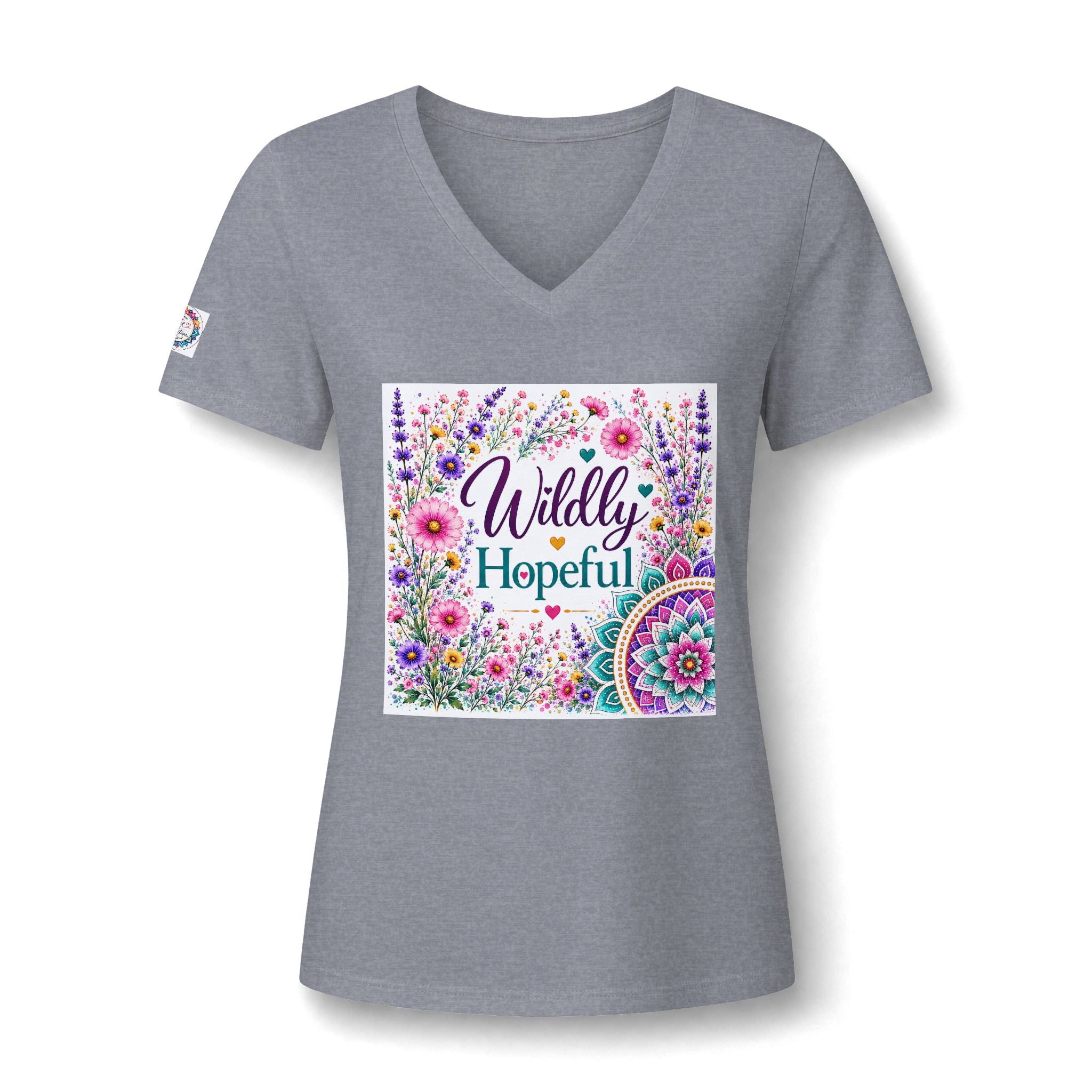 Women's V-Neck Tee - 'Wildly Hopeful' Floral Graphic