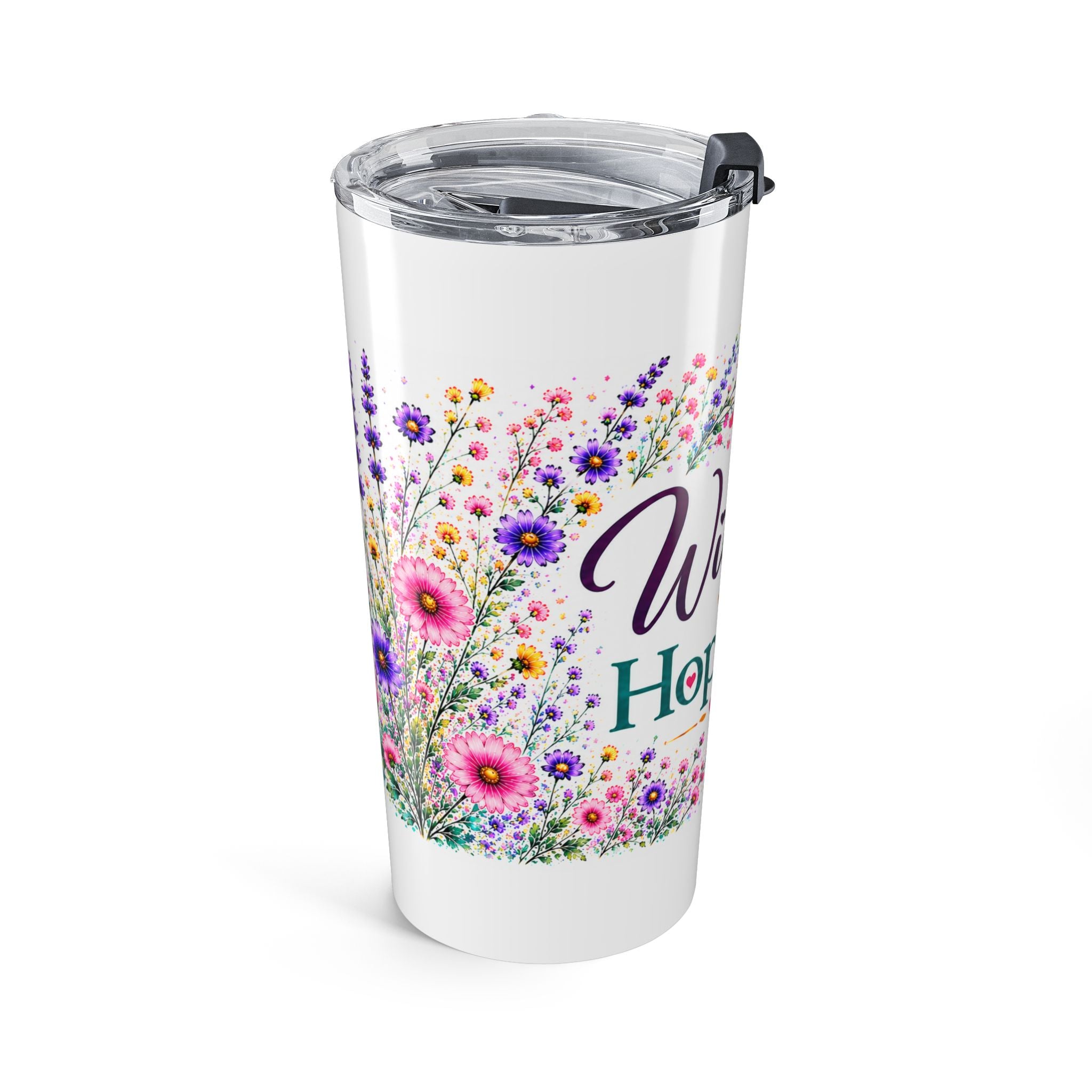 20oz Floral 'Wildly Hopeful' Insulated Tumbler — Floral Travel Cup for Inspirational Gifts