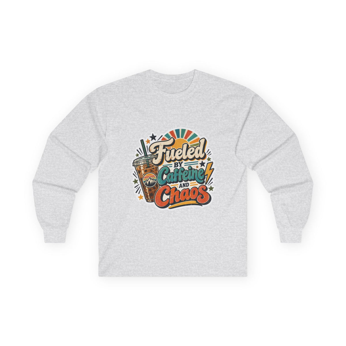 Fueled by Caffeine and Chaos Long Sleeve Unisex Tee for busy people