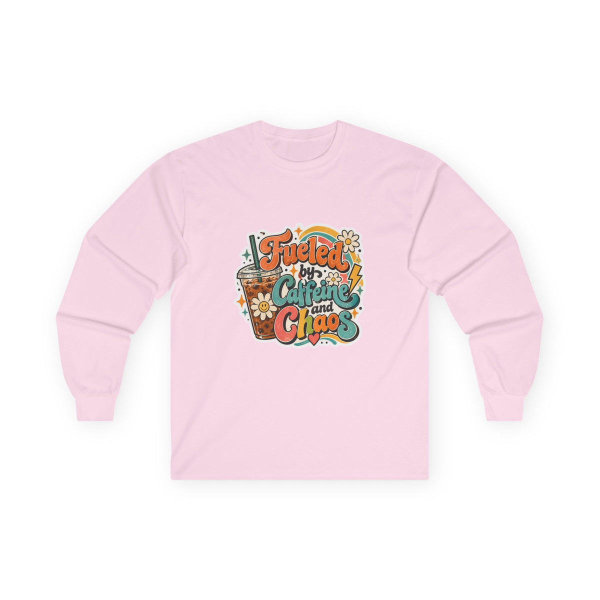 Fueled by Caffeine and Chaos Long Sleeve Tee for Teachers, Leaders, Moms, Chaos Coordinators
