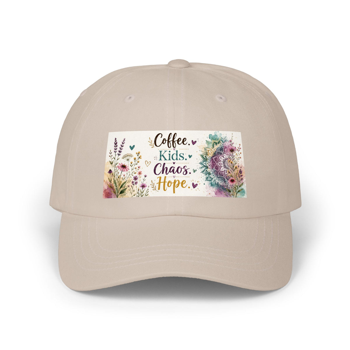 Coffee, Kids, Chaos, Hope Dad Cap — Floral Mom Baseball Hat