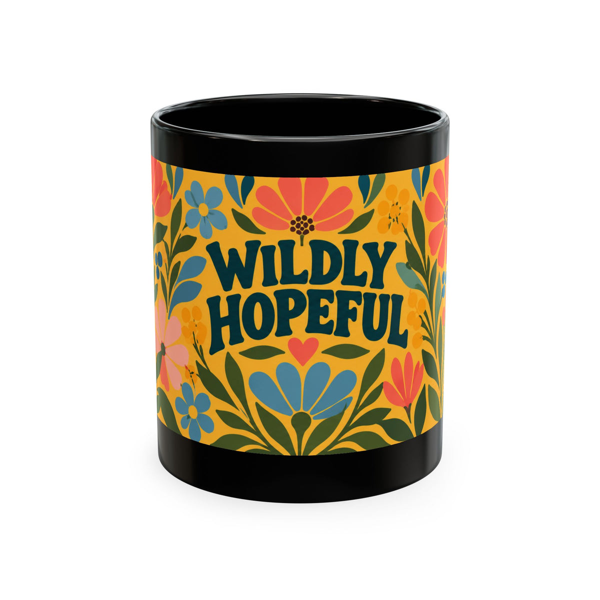 Wildly Hopeful Ceramic Mug – Floral Retro Inspirational Coffee Cup