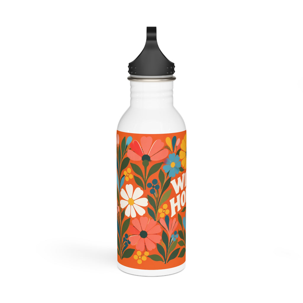 Wildly Hopeful Retro-Floral Stainless Steel Water Bottle