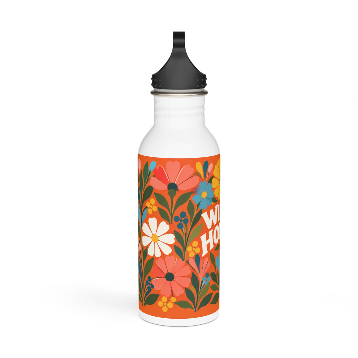 Wildly Hopeful Retro-Floral Stainless Steel Water Bottle