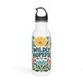Stainless Water Bottle — "Wildly Hopeful" Retro-Floral Stainless Steel Bottle