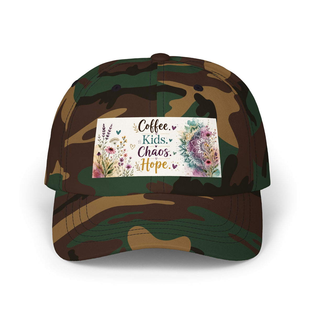 Coffee, Kids, Chaos, Hope Dad Cap — Floral Mom Baseball Hat