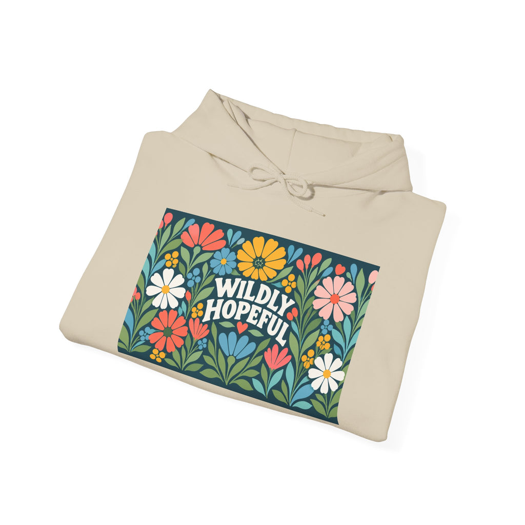 Wildly Hopeful Floral Hoodie — "Wildly Hopeful" Inspirational Retro-Flower Pullover