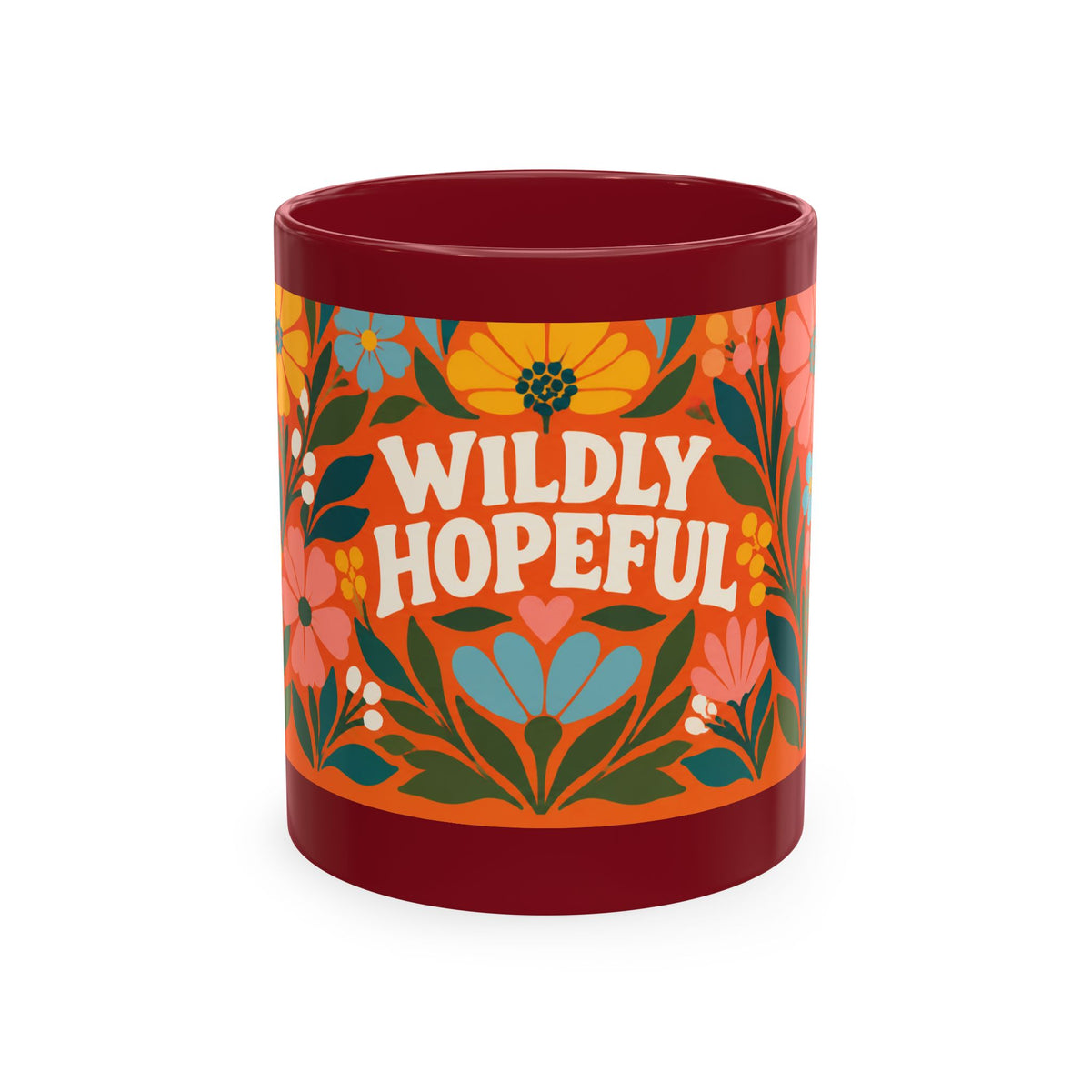 Wildly Hopeful Ceramic Mug — Retro Floral Inspirational Coffee Cup