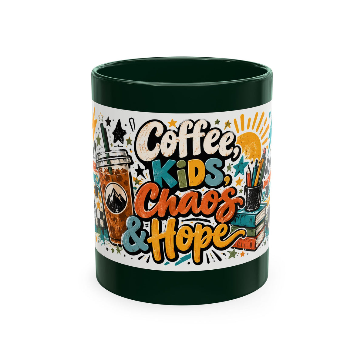 Coffee, Kids, Chaos & Hope Ceramic Mug — Funny Dad/Parent/Teacher/Counselor Coffee Cup
