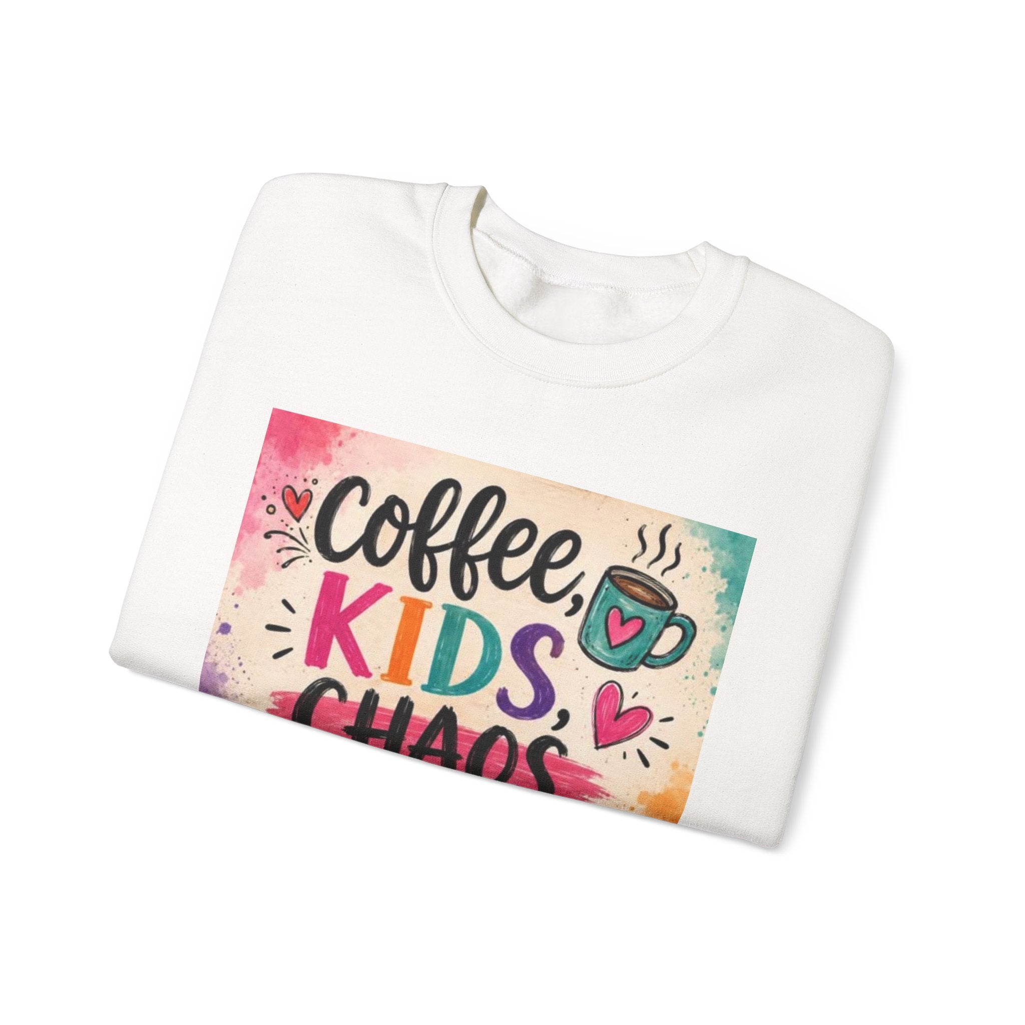 Coffee, Kids, Chaos & Hope Crewneck Sweatshirt — Colorful Educator/Counselor/Mom Life Pullover