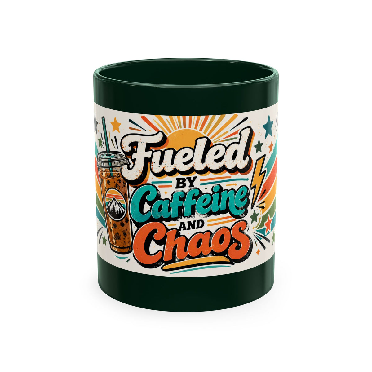 Fueled by Caffeine and Chaos Traditional Ceramic Mug for Coffee lovers, teachers, coaches, counselors, parents