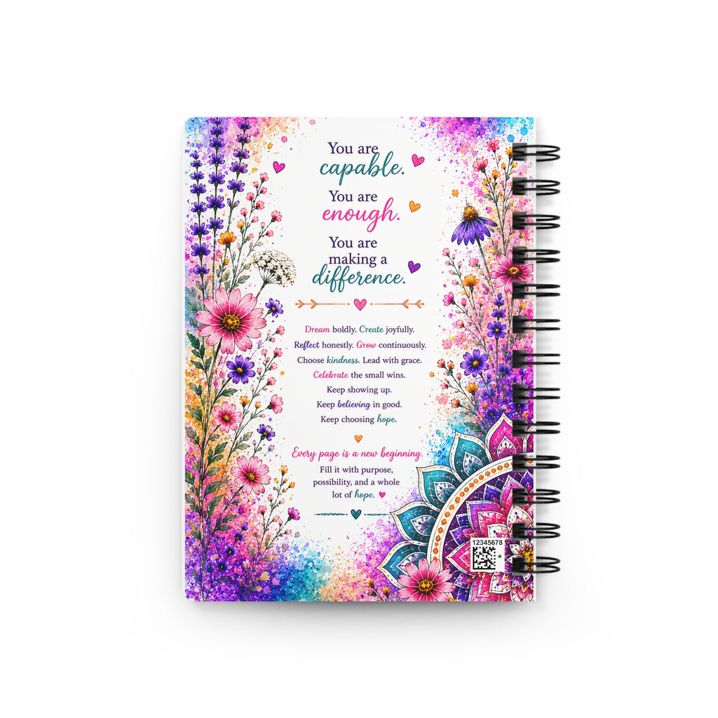 Wildly Hopeful Spiral Journal — Floral Inspirational Notebook
