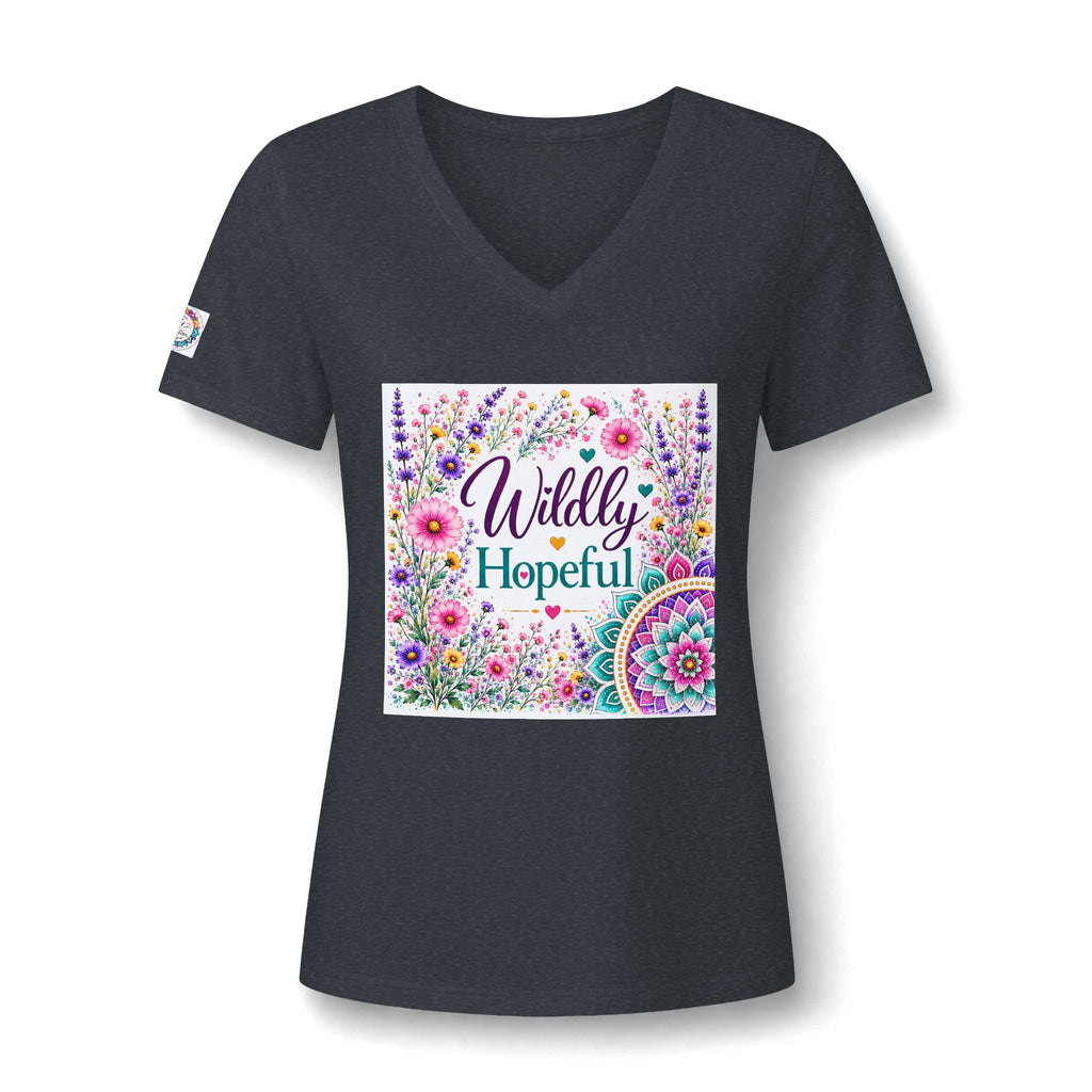 Women's V-Neck Tee - 'Wildly Hopeful' Floral Graphic
