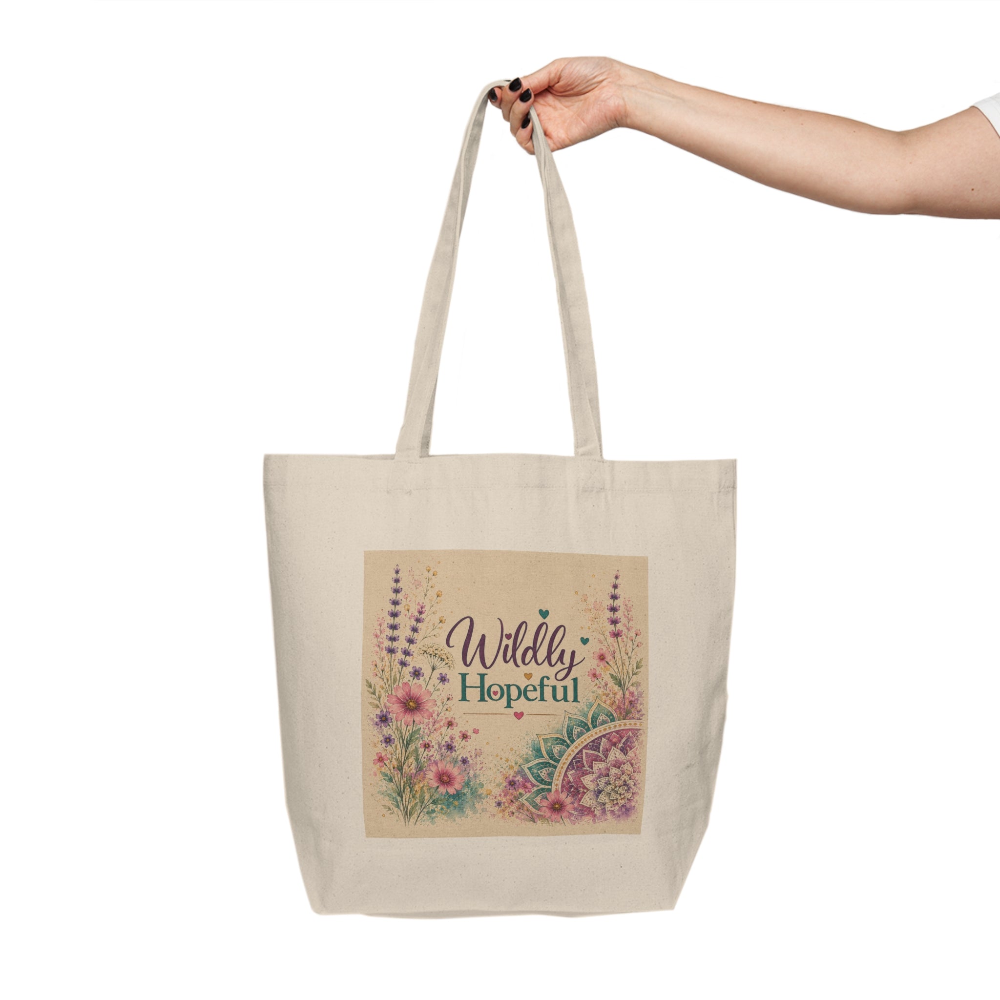 Wildly Hopeful Floral Canvas Tote — Inspirational Eco Shopping Bag