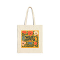 Wildly Hopeful Retro Floral Canvas Tote Bag — Eco-Friendly Reusable Market Bag