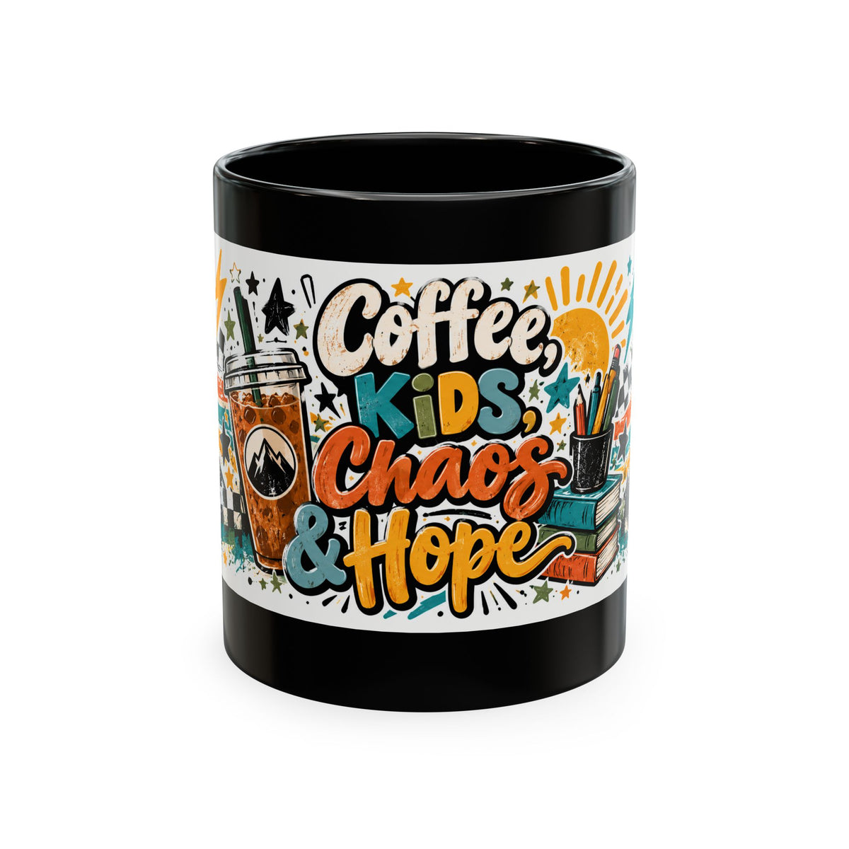 Coffee, Kids, Chaos & Hope Ceramic Mug — Funny Dad/Parent/Teacher/Counselor Coffee Cup