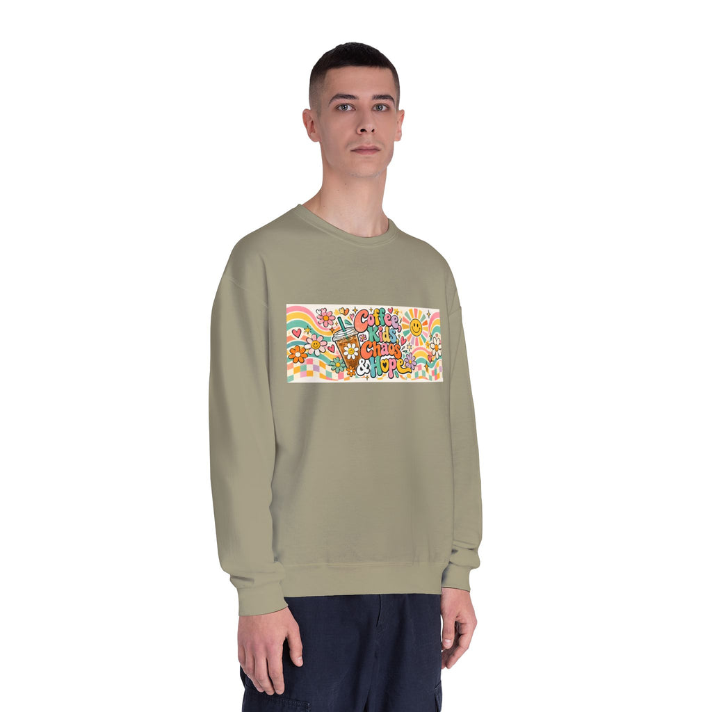 Coffee, Kiddos, Chaos & Hope Crewneck Sweatshirt, Teacher/School Staff/Mom Gift