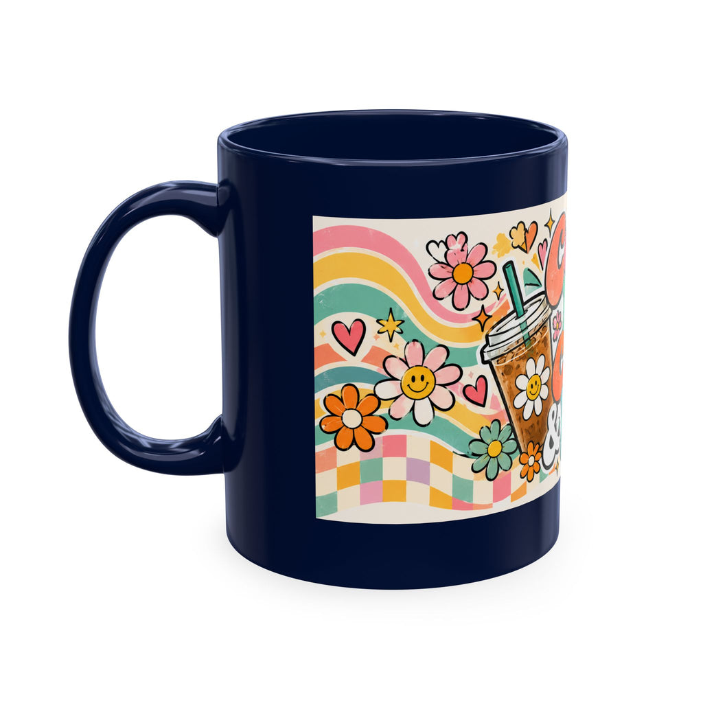 Coffee Kids Chaos & Hope Ceramic Mug — Retro Floral Teacher/Counselor/School Staff/Mom Coffee Cup