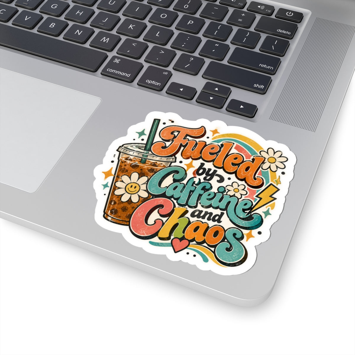 Fueled by Caffeine and Chaos Kiss-Cut Sticker for Busy Humans