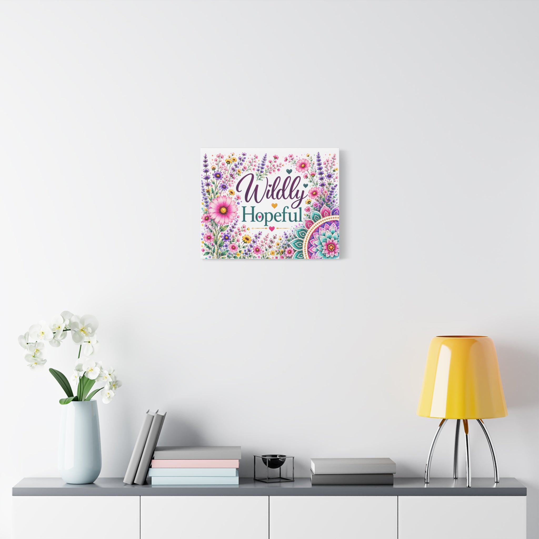 Wildly Hopeful Floral Canvas Wall Art — Inspirational Stretched Matte Print