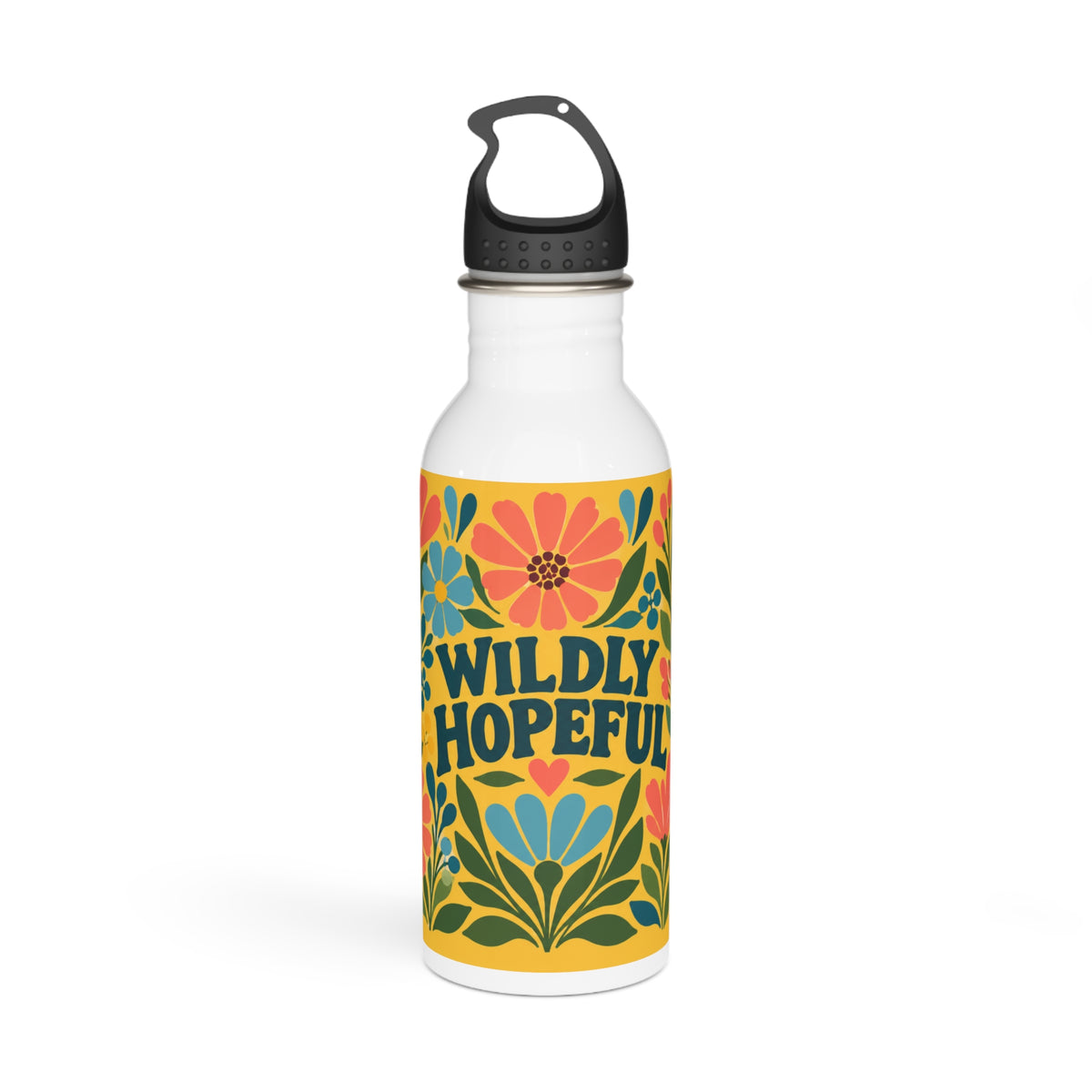 Wildly Hopeful Retro-Floral Stainless Steel Water Bottle